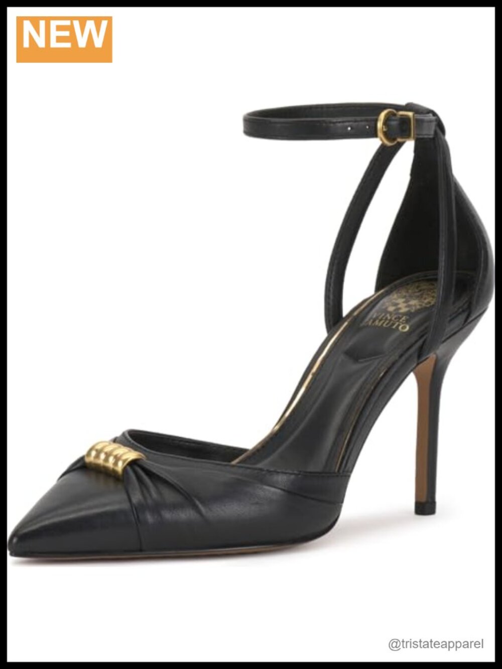 Leather Stiletto Heel Ankle Strap Pumps